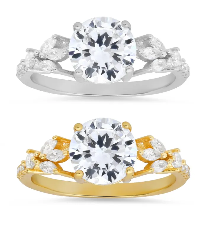 Sterling Silver Round & Marquise-cut Diamond CZ Ring sold by Charming Charlie