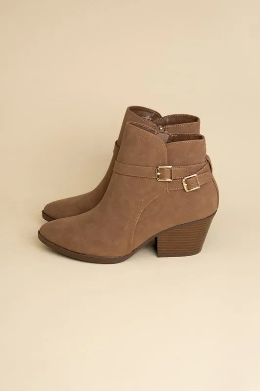 Nadine Ankle Buckle Boots sold by Charming Charlie