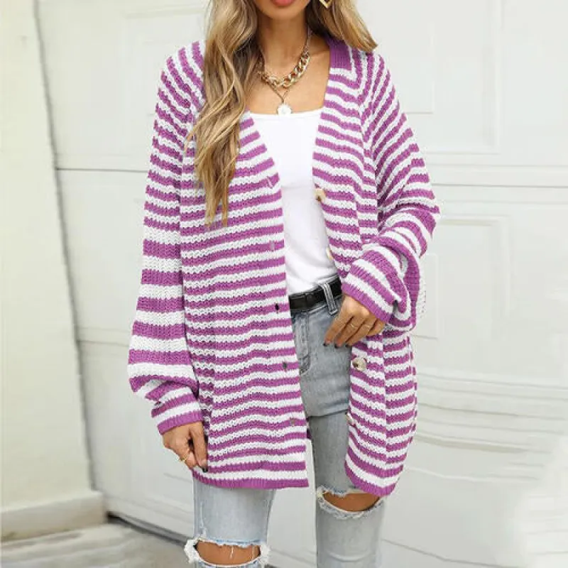 Striped Button Down Long Sleeve Cardigan sold by Charming Charlie