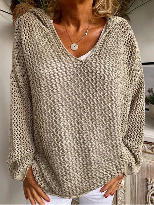 Openwork Hooded Long Sleeve Sweater sold by Charming Charlie product image thumbnail 5