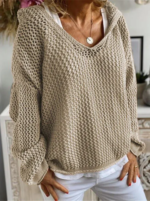 Openwork Hooded Long Sleeve Sweater sold by Charming Charlie product image thumbnail 4