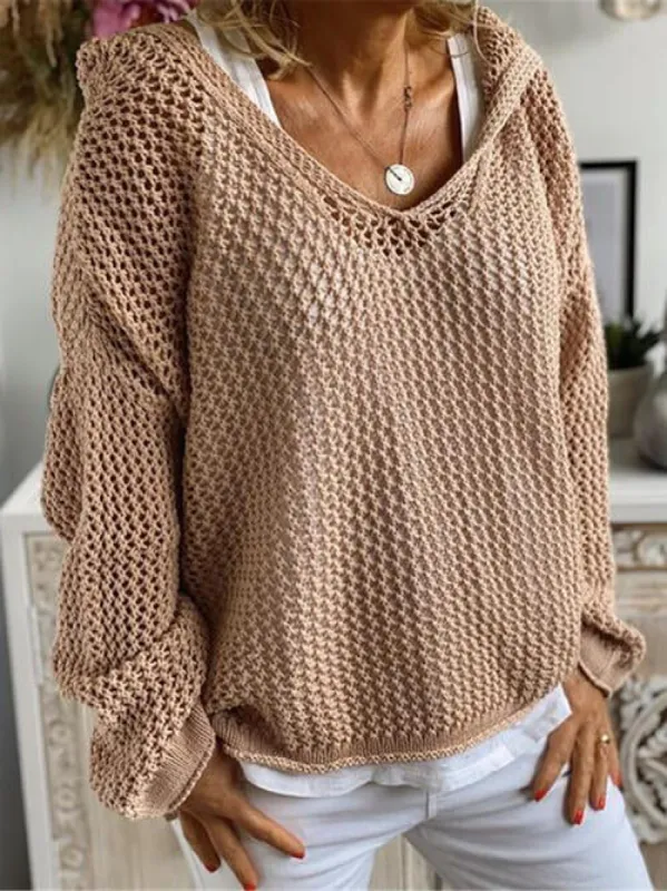 Openwork Hooded Long Sleeve Sweater sold by Charming Charlie