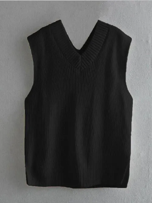 Ribbed V-Neck Sleeveless Sweater Vest sold by Charming Charlie product image thumbnail 3