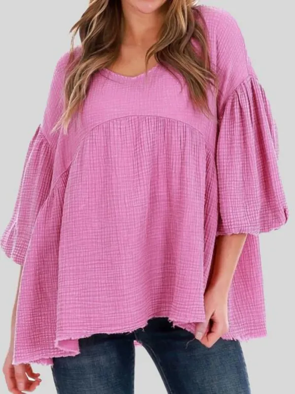 Lantern Sleeve Round Neck Blouse sold by Charming Charlie