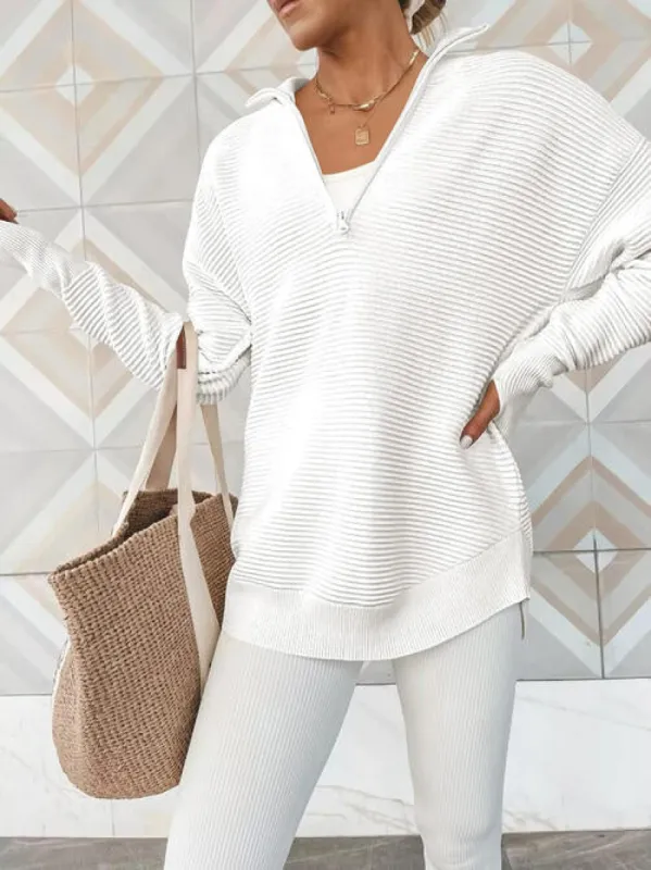 Half Zip Long Sleeve Knit Top sold by Charming Charlie