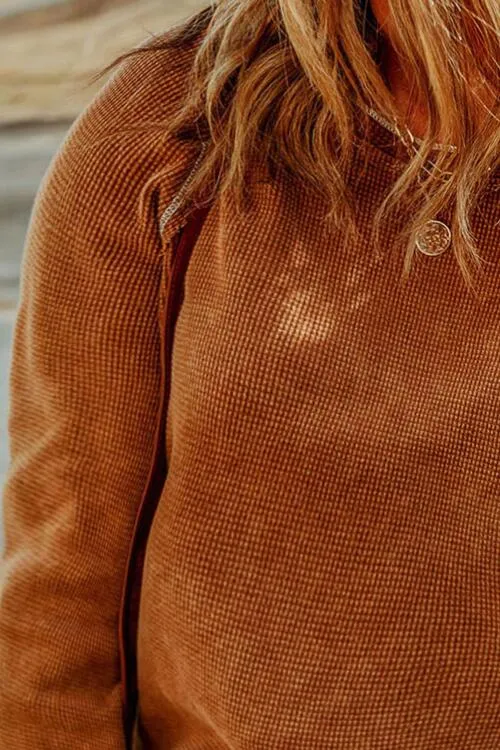 Plus Size Waffle-Knit Round Neck Long Sleeve Blouse sold by Charming Charlie product image thumbnail 3