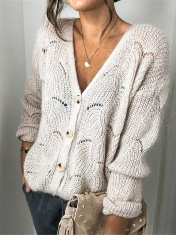 Openwork Button Up Long Sleeve Cardigan sold by Charming Charlie