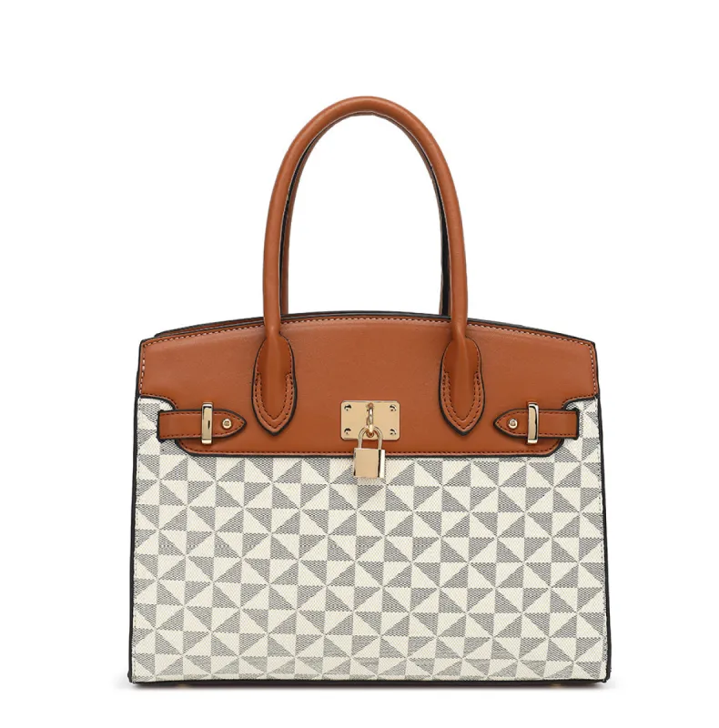 Geometry Double Handle Satchel with Lock Hardware sold by Charming Charlie