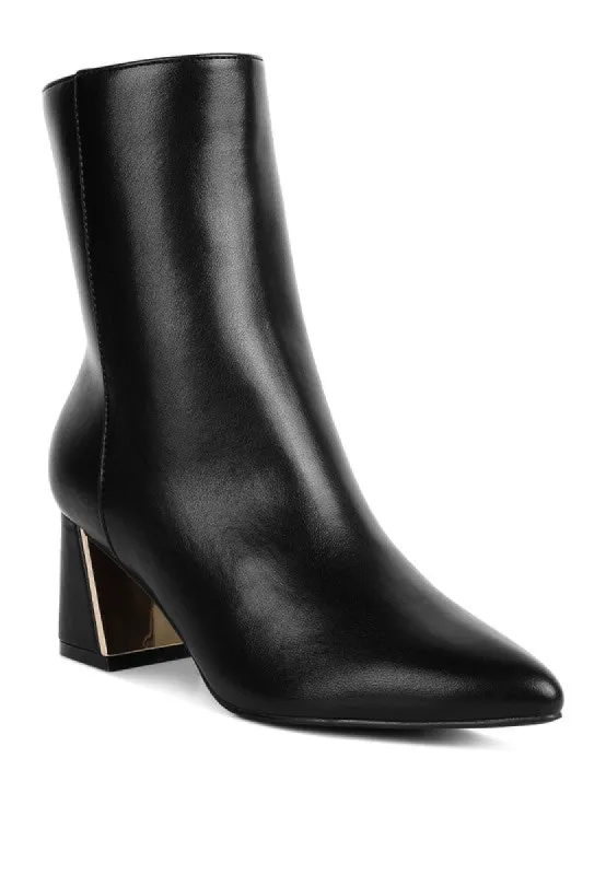 Kaira Metallic Accent Heel High Ankle Boots sold by Charming Charlie