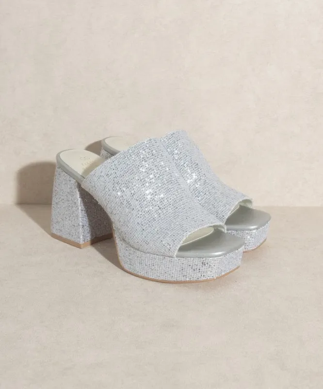 CRYSTAL-RHINESTONE PLATFORM SLIDE HIGH HEEL sold by Charming Charlie