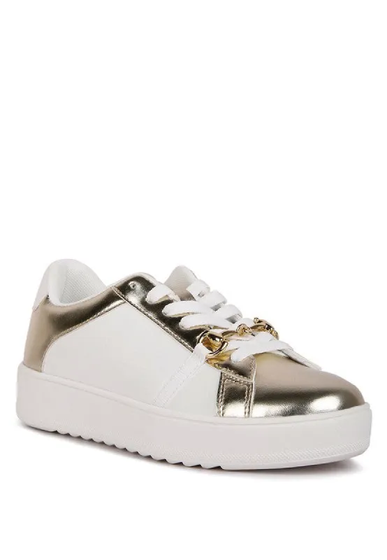 Nemo Contrasting Metallic Faux Leather Sneakers sold by Charming Charlie