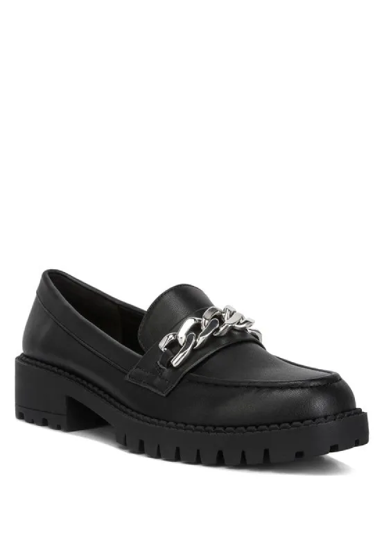 Ashby Faux Leather Chunky Block Heel Loafers sold by Charming Charlie