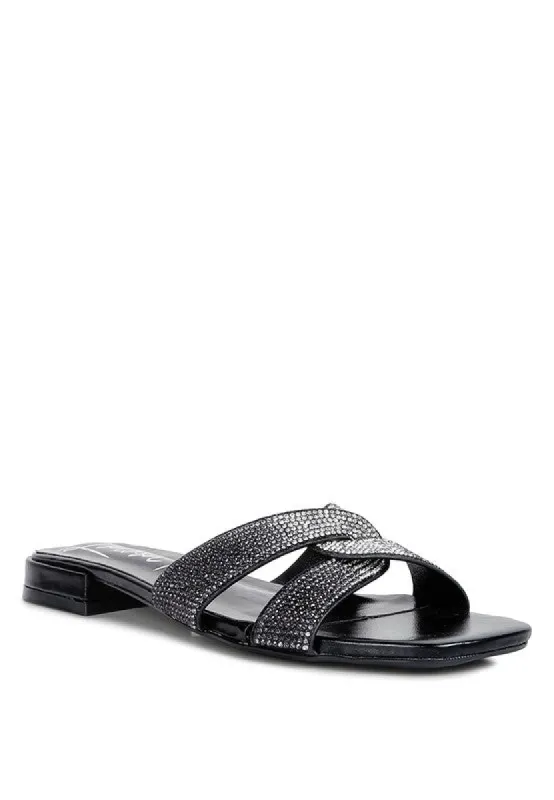Rum Cake Cross Strap Rhinestone Sandals sold by Charming Charlie