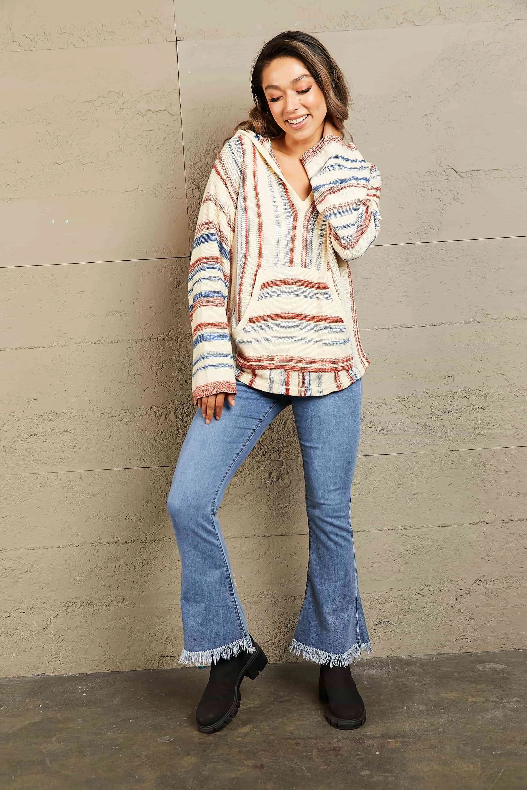 Striped Hooded Sweater with Kangaroo Pocket sold by Charming Charlie product image thumbnail 5