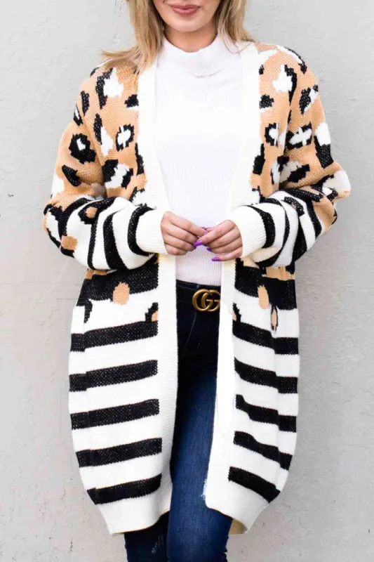 Striped Open Front Longline Cardigan sold by Charming Charlie