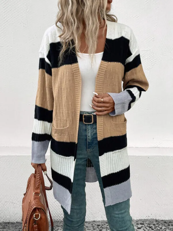 Color Block Open Front Drop Shoulder Cardigan sold by Charming Charlie
