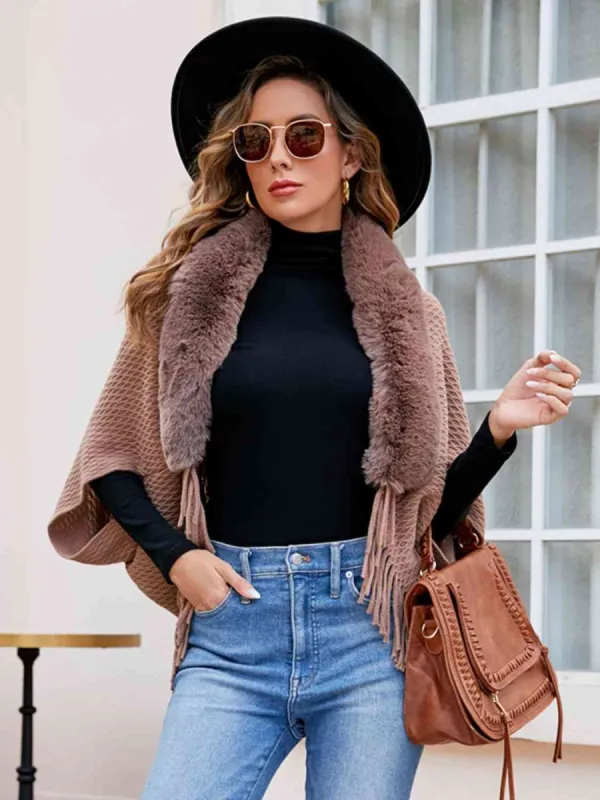 Open Front Fringe Hem Poncho sold by Charming Charlie