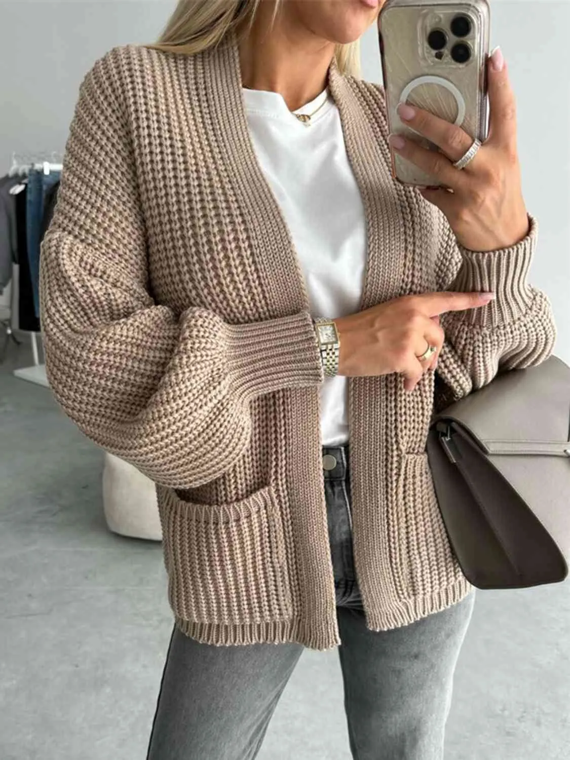 Open Front Dropped Shoulder Cardigan sold by Charming Charlie product image thumbnail 3