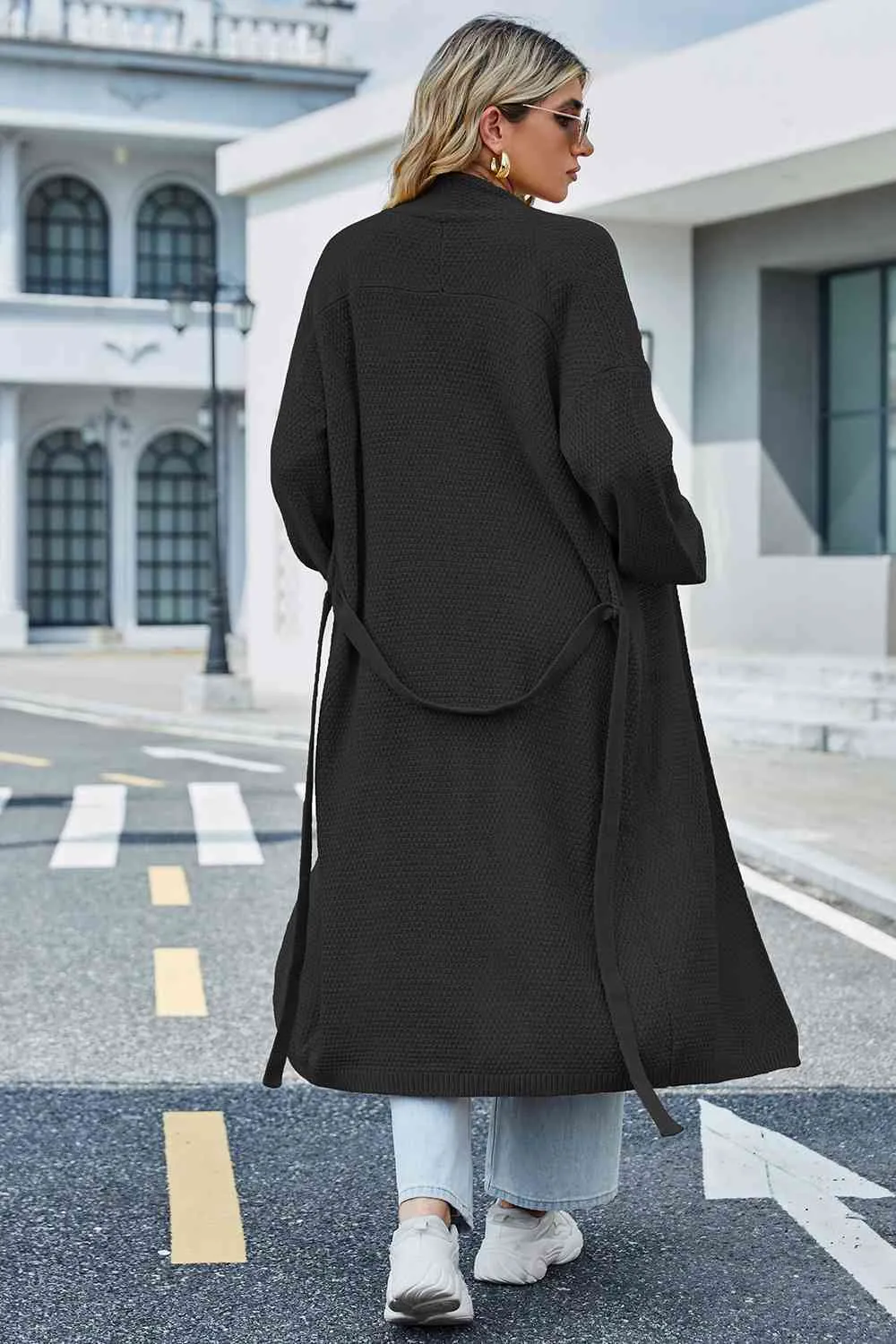 Tie Waist Dropped Shoulder Cardigan sold by Charming Charlie product image thumbnail 2