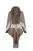 Striped Fringe Detail Long Sleeve Poncho sold by Charming Charlie