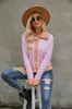 Contrast Collared Neck Cable-Knit Cardigan sold by Charming Charlie