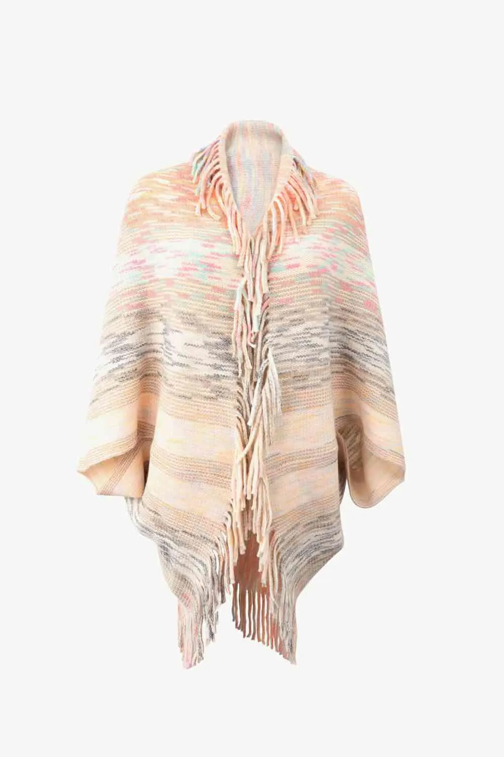 Multicolored Fringe Trim Poncho sold by Charming Charlie product image thumbnail 5