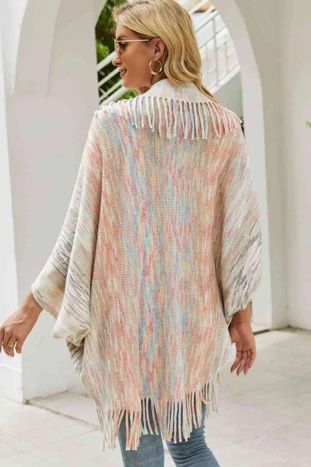 Multicolored Fringe Trim Poncho sold by Charming Charlie product image thumbnail 2