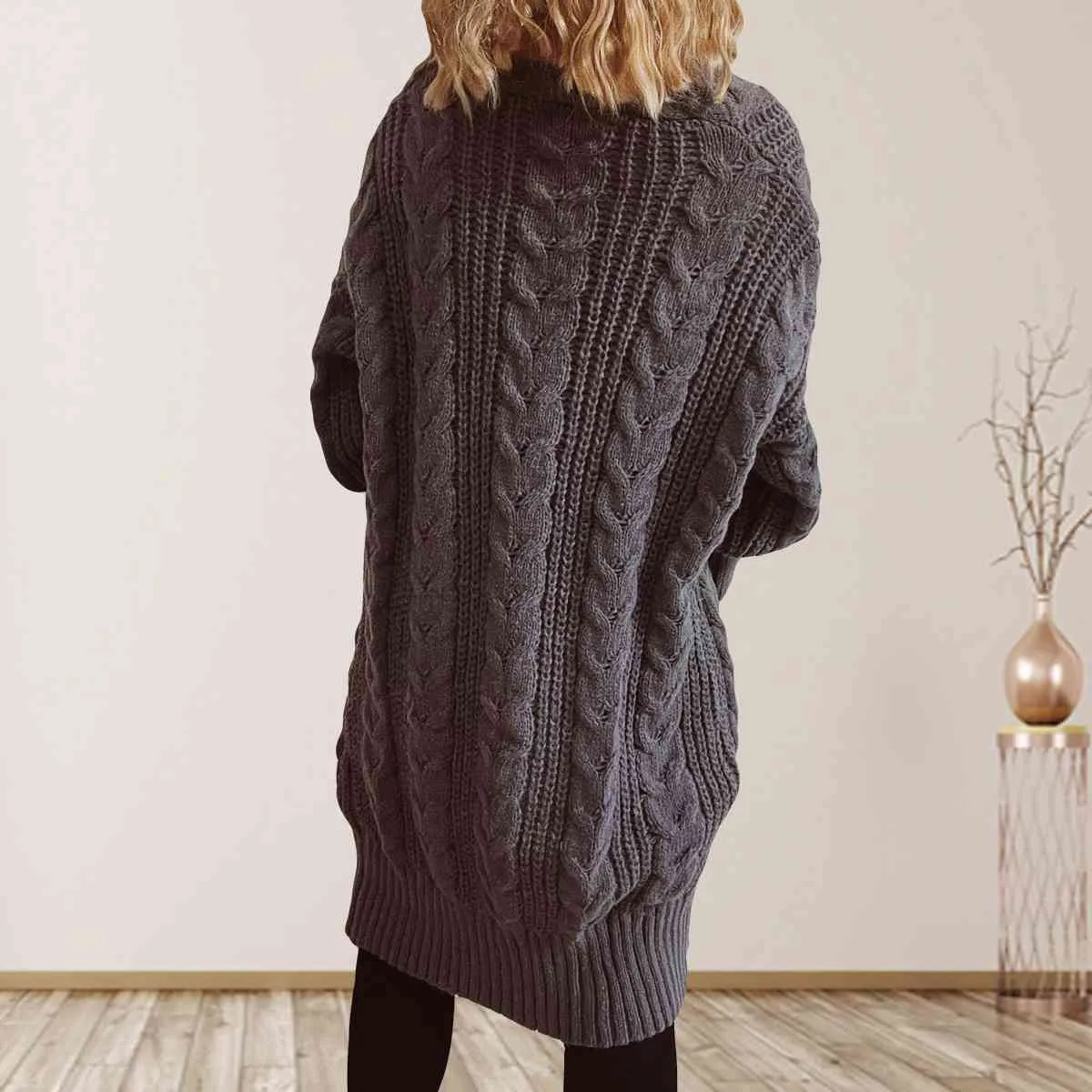Cable-Knit Open Front Dropped Shoulder Cardigan sold by Charming Charlie product image thumbnail 2