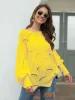 Full Size Boat Neck Lantern Sleeve Openwork Knit Top sold by Charming Charlie