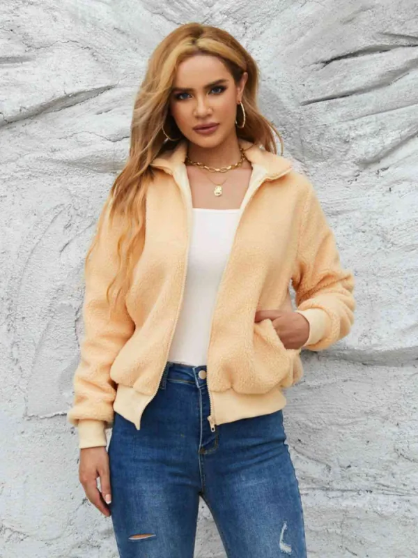 Zip Up Collared Neck Long Sleeve Jacket sold by Charming Charlie