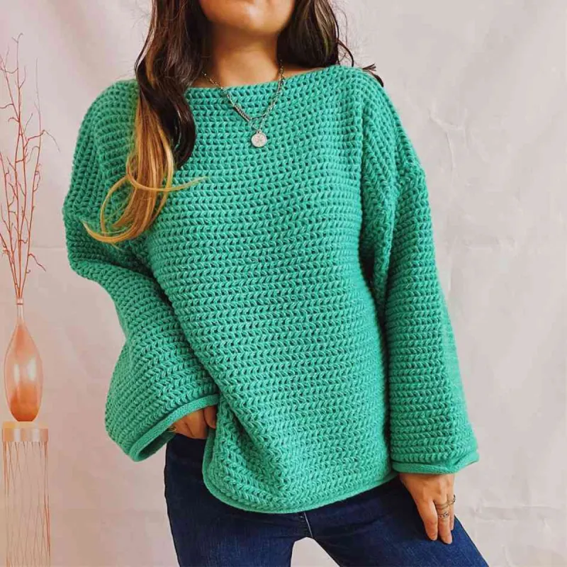 Openwork Boat Neck Long Sleeve Sweater sold by Charming Charlie