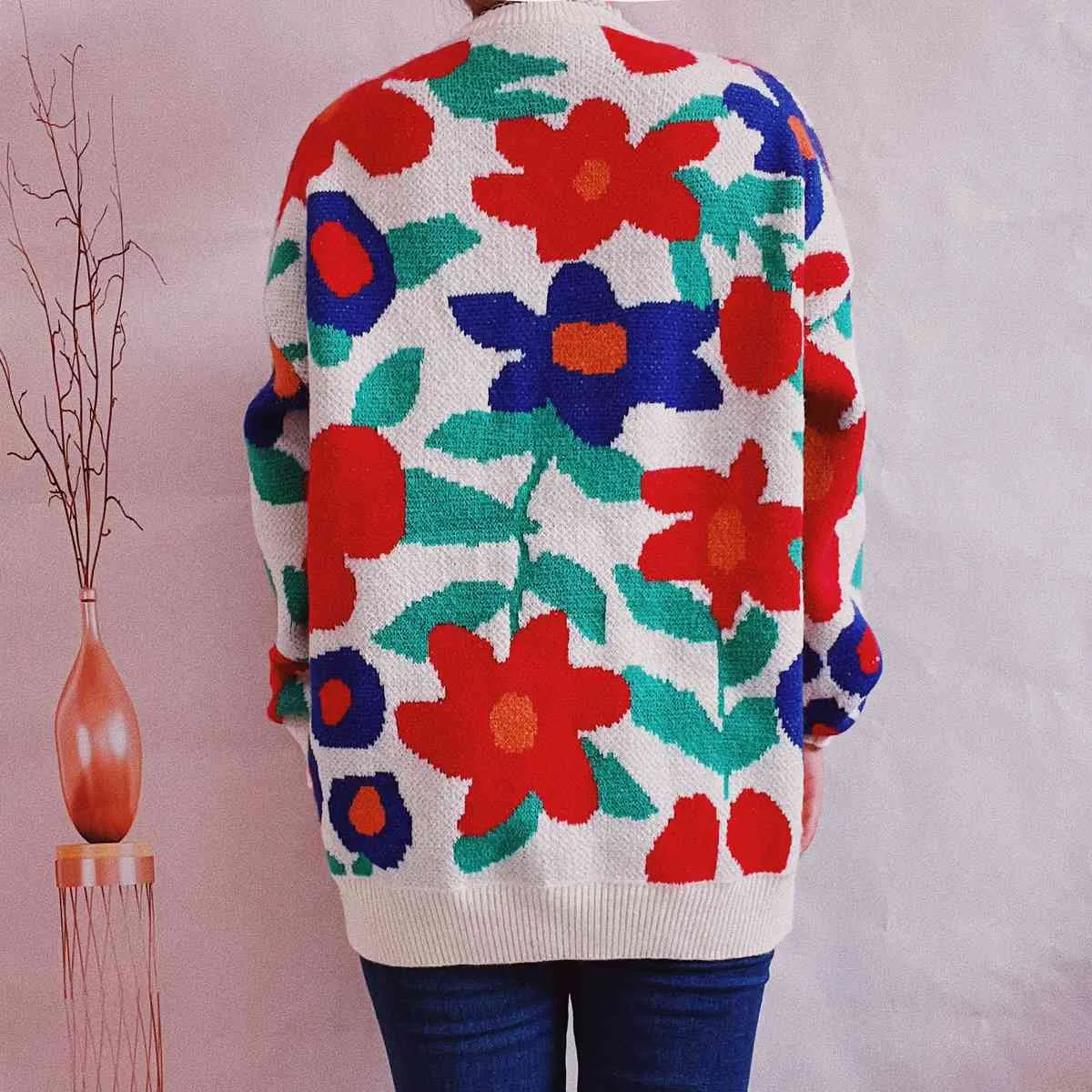 Floral Print Round Neck Drop Shoulder Sweater sold by Charming Charlie product image thumbnail 2