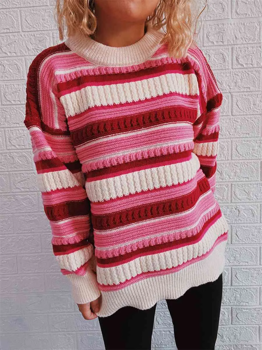 Striped Drop Shoulder Round Neck Sweater sold by Charming Charlie product image thumbnail 4