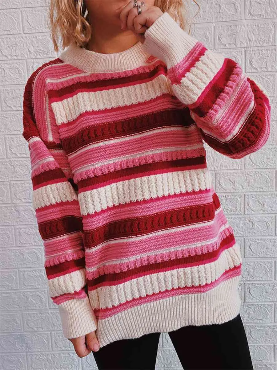 Striped Drop Shoulder Round Neck Sweater sold by Charming Charlie product image thumbnail 5
