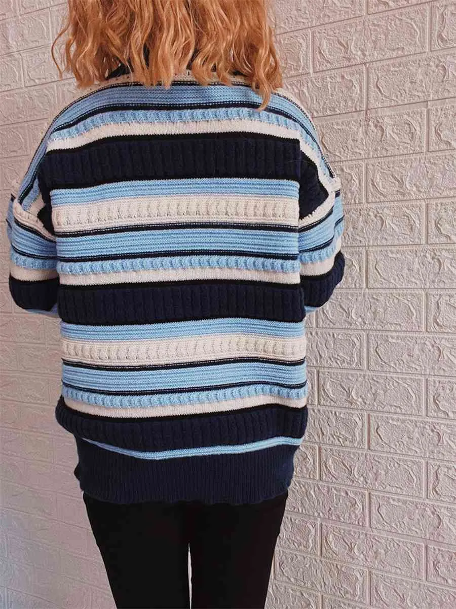 Striped Drop Shoulder Round Neck Sweater sold by Charming Charlie product image thumbnail 2