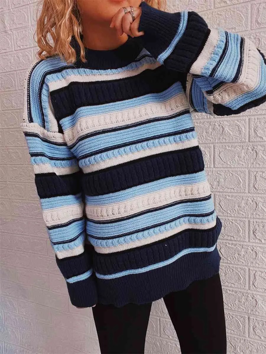 Striped Drop Shoulder Round Neck Sweater sold by Charming Charlie product image thumbnail 3
