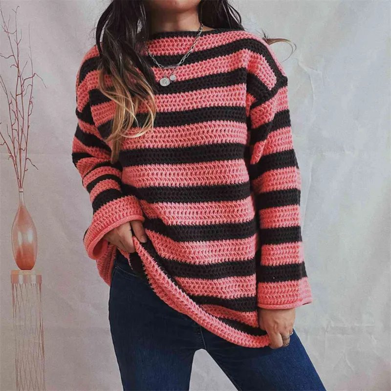 Striped Round Neck Long Sleeve Sweater sold by Charming Charlie
