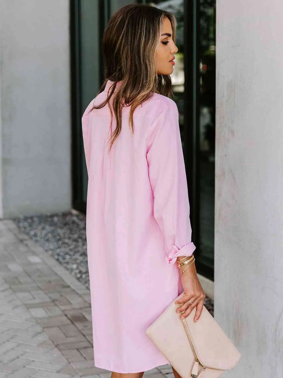 Button Up Collared Neck Long Sleeve Shirt Dress sold by Charming Charlie product image thumbnail 5
