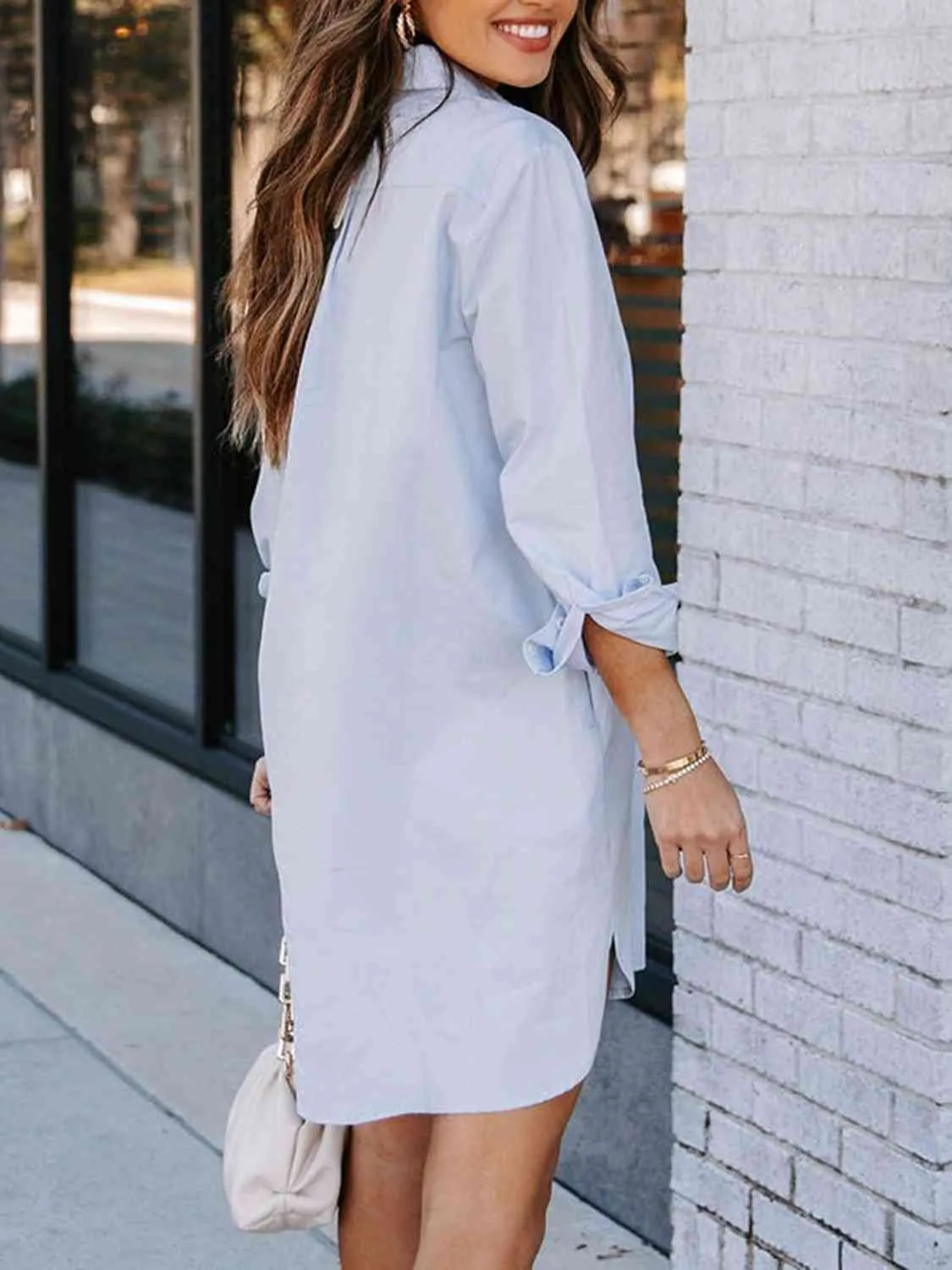 Button Up Collared Neck Long Sleeve Shirt Dress sold by Charming Charlie product image thumbnail 2