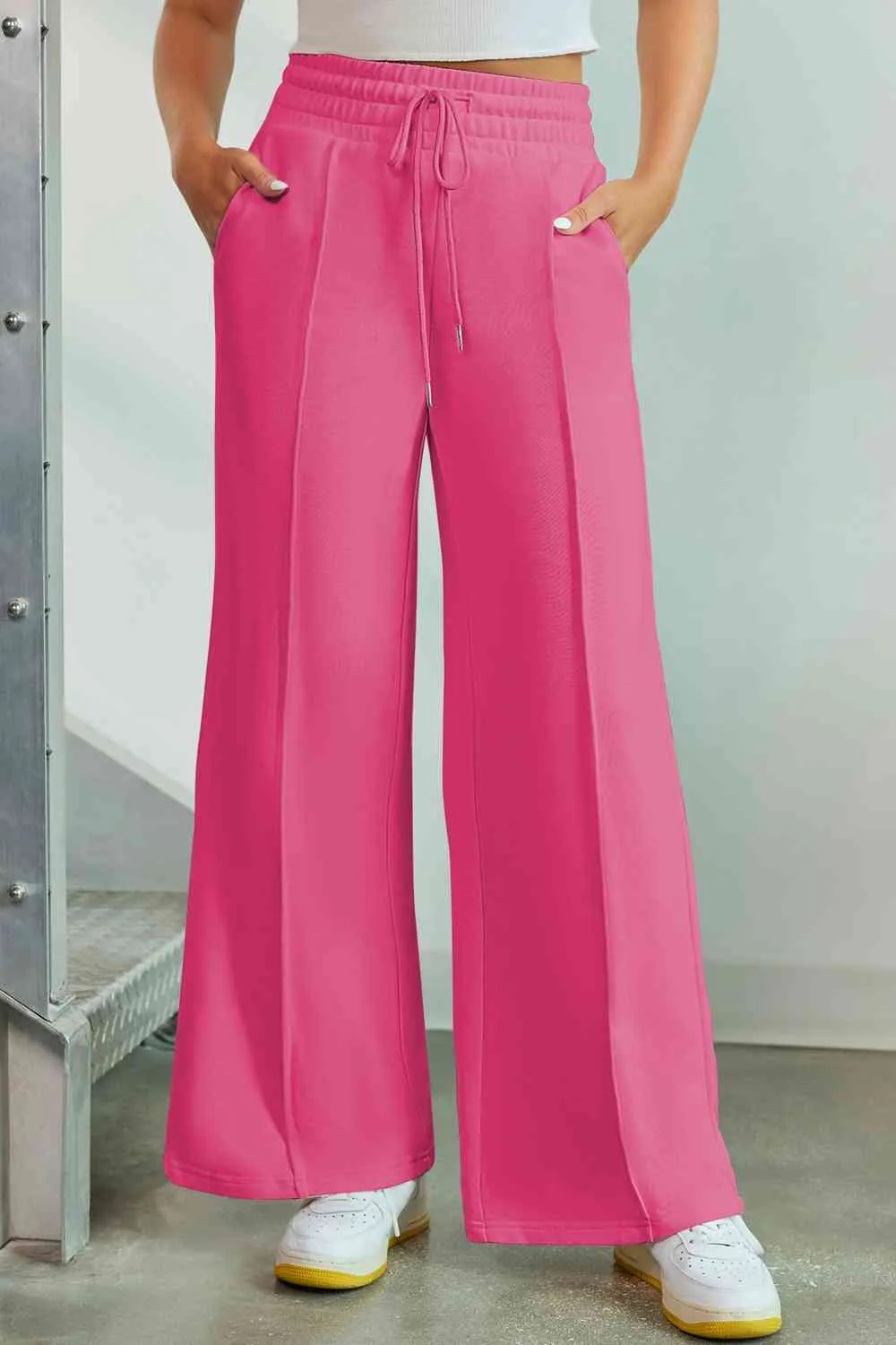 Drawstring Wide Leg Pants with Pockets sold by Charming Charlie