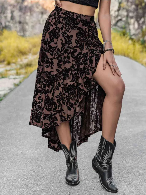 Printed Ruffled Midi Skirt sold by Charming Charlie