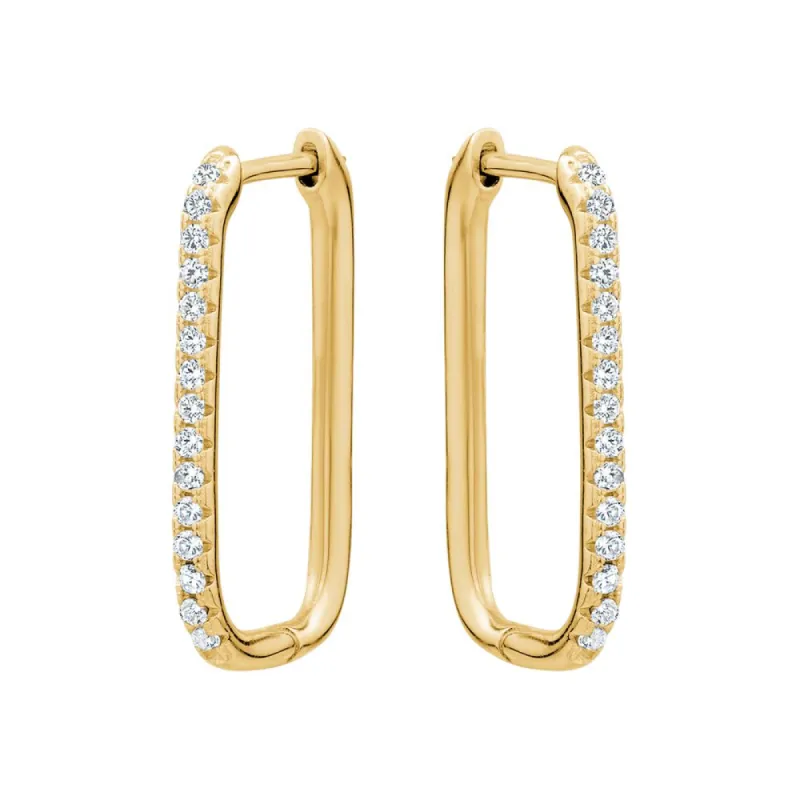 Sterling Silver 18K Gold Plated Cubic Zirconia Oblong Hoops sold by Charming Charlie