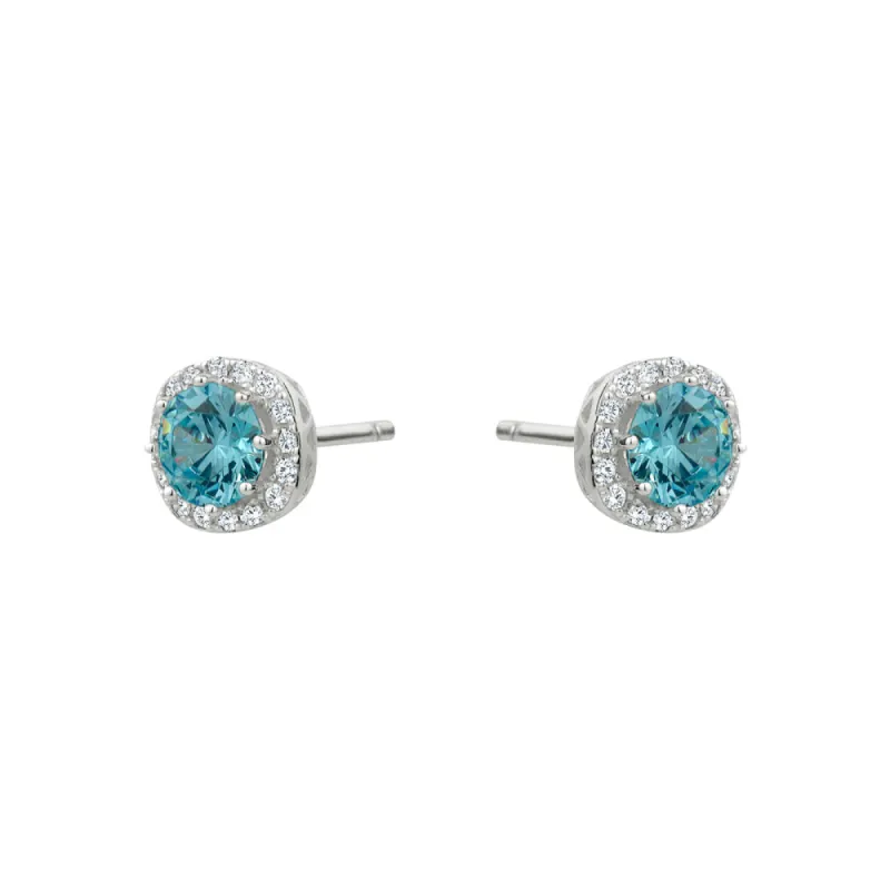 Sterling Silver Blue Cubic Zirconia Halo Studs sold by Charming Charlie