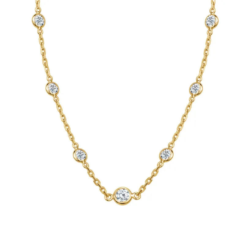 Sterling Silver 18K Gold Plated Bezel Cubic Zirconia Station Necklace sold by Charming Charlie