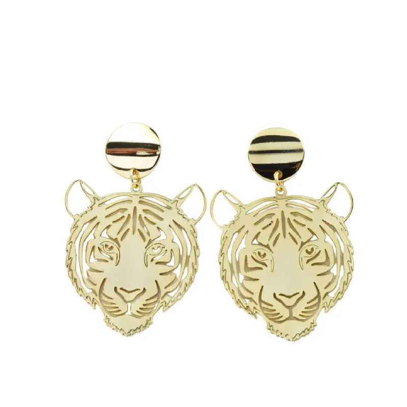 Tiger Earrings Gold sold by Charming Charlie