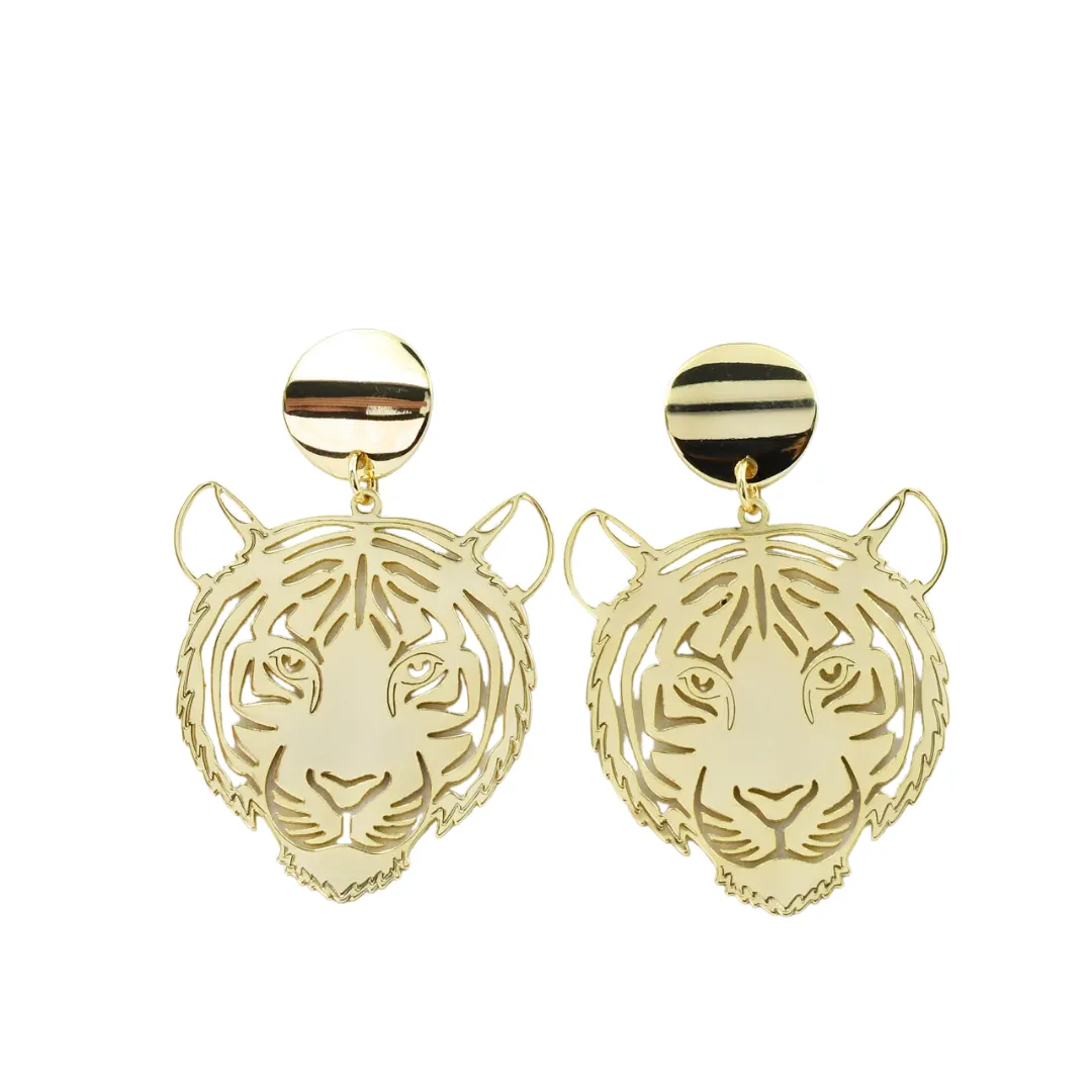 Tiger Earrings Gold sold by Charming Charlie