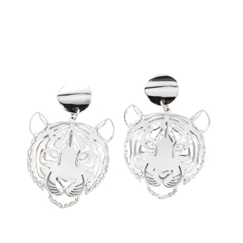 Tiger Earrings Silver sold by Charming Charlie