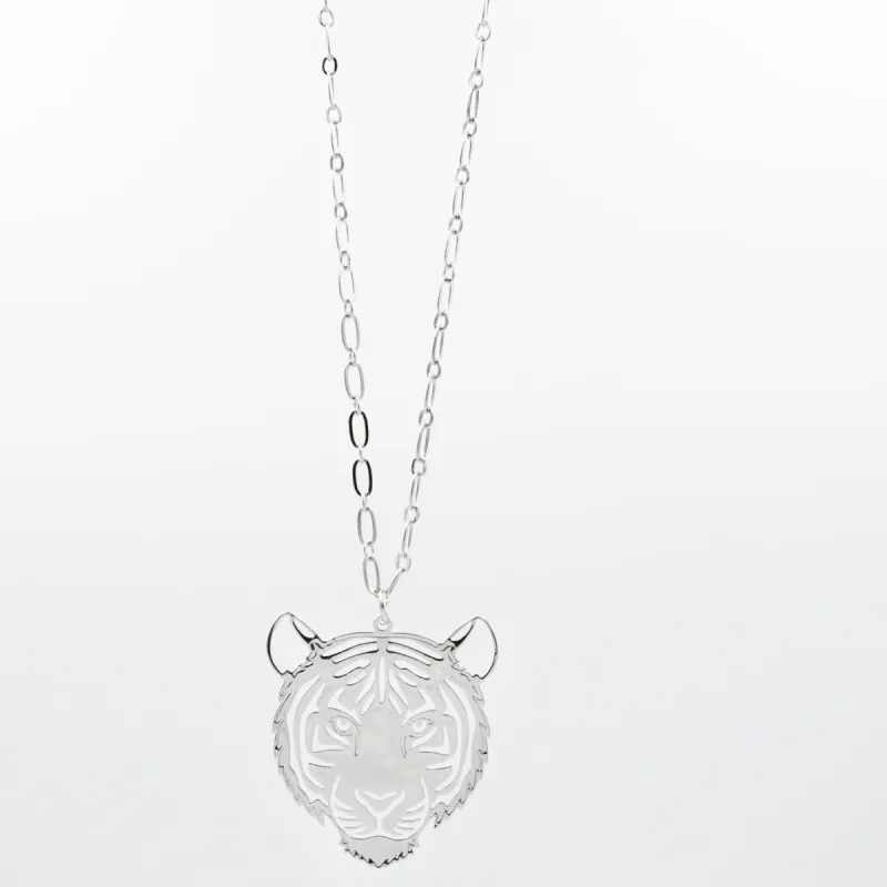 Tiger Necklace Silver sold by Charming Charlie