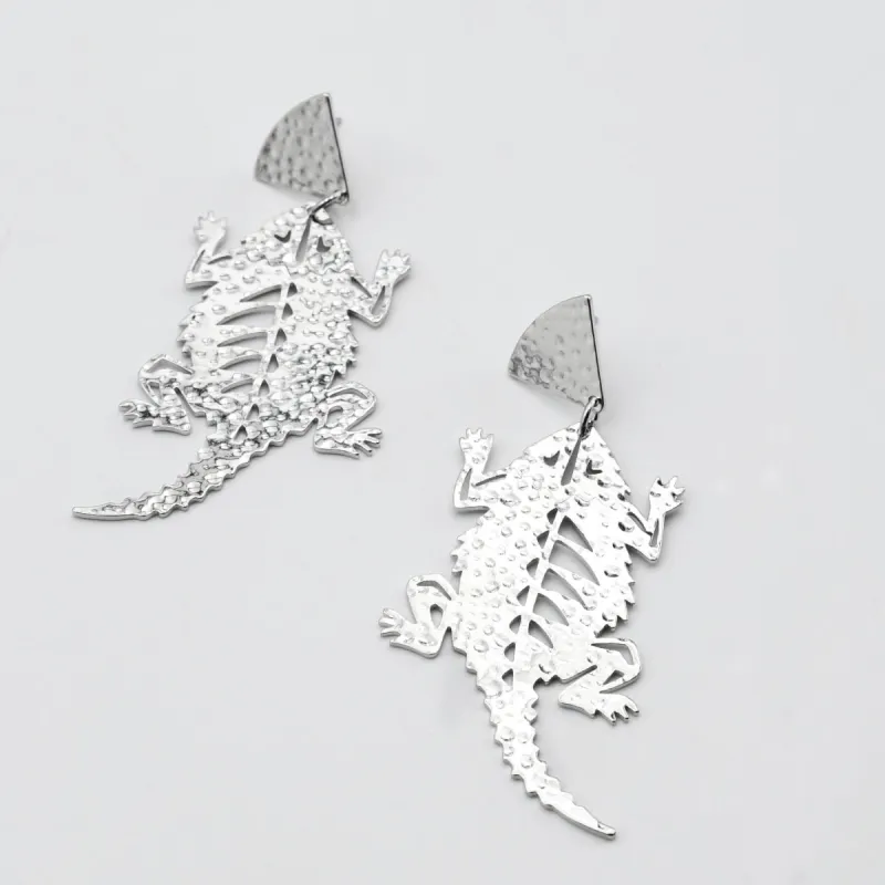 TCU Hornfrog Earrings Silver sold by Charming Charlie
