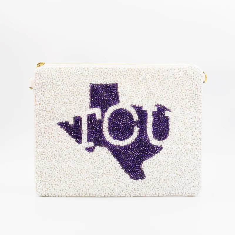 TCU Texas Pouch sold by Charming Charlie